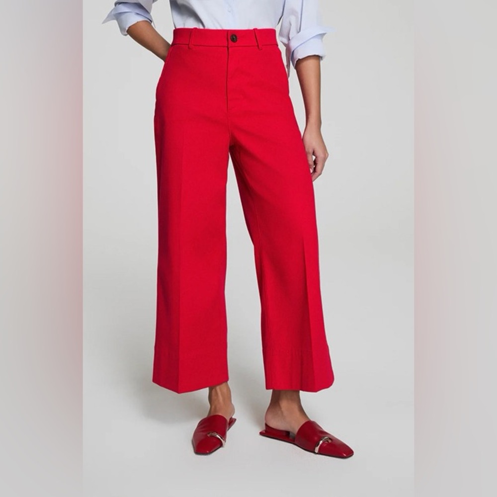 SPANX Red Cropped Wide-Leg Pants